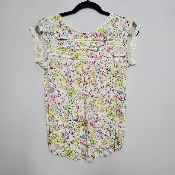 ANTHROPOLOGIE • White Meadow Rue Nellore Floral Lace Blouse Sz XS - Picture 2 of 7